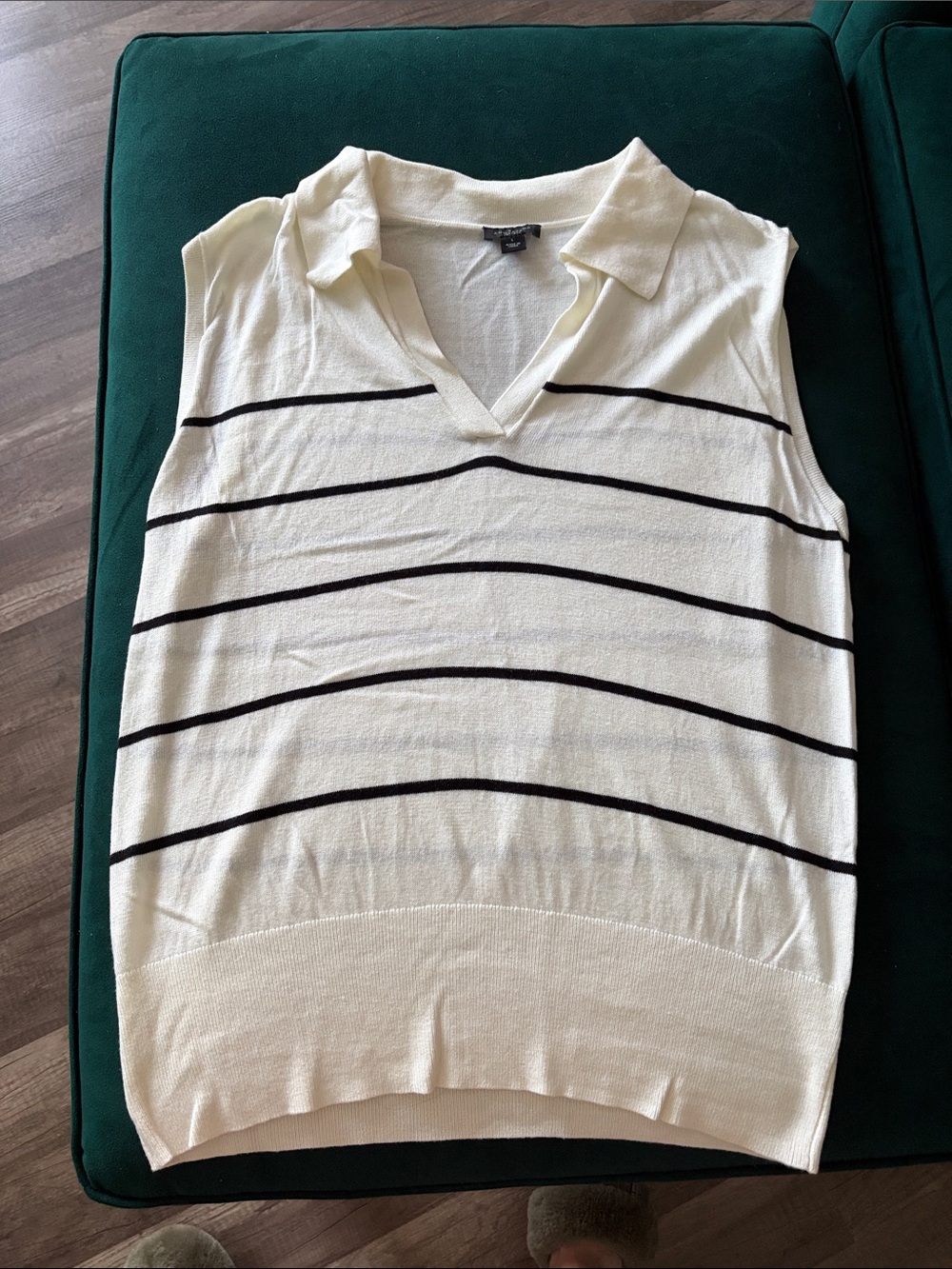 Ann Taylor Factory Cream Sleeveless Collared Knit Top